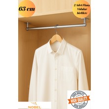 mobilyap Nobel - Dolap Içi (63 Cm) Yuvarlak Krom Askı Borusu( Askı Borusu + Flanş + Vida) - Premium Kalite