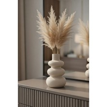 Safir Design Iskandinav Tarzı Balon Vazo Seti - Doğal Pampas Hediyeli Minimalist Boğumlu Dekorati Vazo