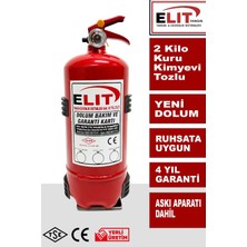 Elit 2 kg Kuru Kimyevi Tozlu Yangın Söndürme Tüpü ( Askı Aparatlı )
