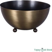 Yapay Çiçek Sitesi Metal Tas Model Saksı Bronz