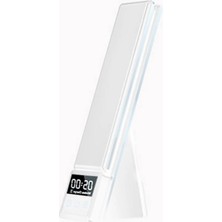 İsmiyle Al Ally Dijital Saatli 15W Kablosuz Şarjlı LED Işıklı Katlanabilir Masa LAMBASI-(5775)