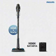 Philips 8000 Serisi Çift Bataryalı Aqua Plus Kablosuz Dik Süpürge Islak Silme ve Süpürme 2'si 1 Arada