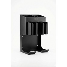 Point Duvar Tipi 4 Gözlü Fön Tutacaklı Ekipman Kutusu 15X24 cm Siyah