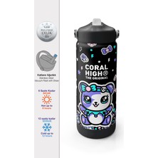 Coral High Siyah Ayıcık Desenli Katlanır Ağızlıklı Çelik Termos 650 ml 38324