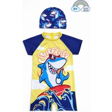 My Kids Wear Erkek Çocuk Boneli Fermuarlı Çocuk Plaj Mayosu 2-8 Yaş 12555