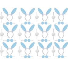 Skygo Mavi Tavşan Kostüm Seti – Taç Papyon Ponpon 12 Li Paket