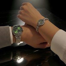 Qulothes Sevgili Çift Saati Set Lüks Çelik Kordon Special Lover + 2 Adet Yedek Pil