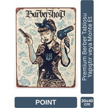 Point Barber Shop Kuaför Salonu Için Parlak Metal Tablo 30X40 cm PCTR-2001