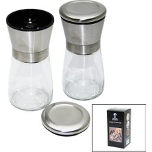 İsmiyle Al Cam Hazneli - Metal Kapaklı Küçük Tuz - Baharat Öğütücü (5047)