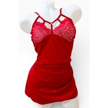 Kota Kırmızı Dantelli Külotlu Gecelik