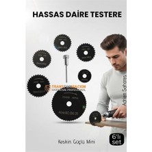 İsmiyle Al 6'lı Karbür Çelik Mini Daire Testere Seti - Hss Döner Kesici Bıçak ve Mandren Takımı