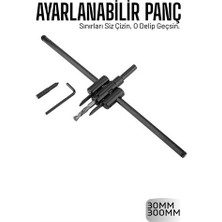 İsmiyle Al Profesyonel Ayarlı Daire Kesici Panç Seti (30-300MM) - Tungsten Çelik Uçlu Hassas Delme Seti