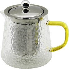 İsmiyle Al Yuvarlak Kabartmalı - Borosilikat  Cam Demlik 550ML
