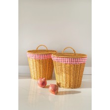 Avantage Home Lorraine - 2 Li Rattan Iç Korumalı Kapaklı Çok Amaçlı Patates ve Soğan Sepeti