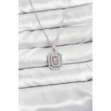 İsmiyle Al 316L Çelik Zincir Gümüş Renk Plaka Model Zirkon Taşlı Kadın Kolye