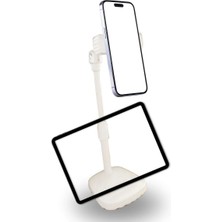 İsmiyle Al Masa Üstü Tablet ve Telefon Tutucu Plastik Aparat Beyaz Telefon Standı (5047)