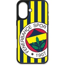 iPhone 16 Uyumlu Fenerbahçe Çubuklu Büyük Arma Cam Lisanslı Telefon Kılıfı