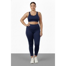 Softandbasic Kadın Dalgıc Kumaş Yanları Şeritli Geniş Paça Battal Büyük Beden Tayt  2xl-3xl-4xl-5xl-6xl