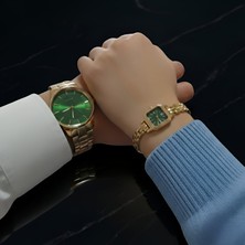 Qulothes Sevgili Çift Saati Set Lüks Çelik Kordon Special Lover + 2 Adet Yedek Pil