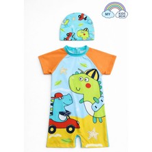 My Kids Wear Erkek Çocuk Boneli Fermuarlı Çocuk Plaj Mayosu 2-8 Yaş 12556