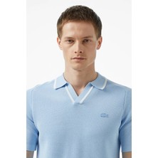 Lacoste Regular Fit Kısa Kollu V Yaka Polo Yaka Erkek Triko Tişört Açık Mavi