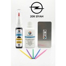 COLORGUARD Opel 20R Safir Siyahı İğneli ve Fırçalı 2 si 1 Arada Rötuş Boyası Yüzey Temizleme Solüsyonu Profesyonel ve Çapaksız Rötuş Çeliği 5'li Uygulama Çubuğu Seti