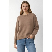 İnce Moda Giyim Kadın Bisiklet Yaka Basic Triko Kazak – Vizon