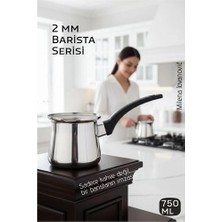 İsmiyle Al Premium 304 Paslanmaz Çelik Cezve 750 ml Profesyonel Barista Serisi, Isıya Dayanıklı Sap