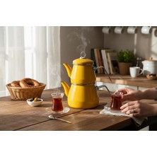 Köklü Züccaciye Emaye Hardal Çaydanlık Takımı