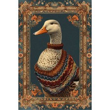 Kilim Home Ördek Temalı Yeşil Tonlarında Pastel Botanik  Dokuma Taban Salon Halısı Çocuk Halısı  Mars 256