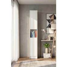 Yeti Mobilya FLAT30 Kitaplık 2 Kapaklı Kütüphane Çok Amaçlı Dolap Beyaz