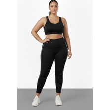 Softandbasic Kadın Dalgıc Kumaş Yanları Şeritli Geniş Paça Battal Büyük Beden Tayt  2xl-3xl-4xl-5xl-6xl