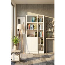 Yeti Mobilya FLAT85 Kitaplık 2 Kapaklı Kütüphane Beyaz