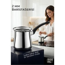 İsmiyle Al Premium 304 Paslanmaz Çelik Cezve 500 ml Profesyonel Barista Serisi Isıya Dayanıklı Sap