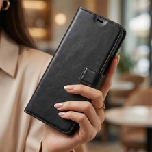 Caseonn Tecno Spark Slim 5g Kılıf Kart Bölmeli Stand Özellikli Cüzdanlı Manyetik Kapak Siyah