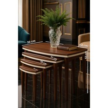 Modern Tasarımlı Mdf 4’lü Zigon Sehpa Seti – Ahşap Ayaklı, Dayanıklı ve Dekoratif Salon Yan Sehpa