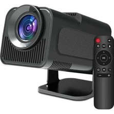 İsmiyle Al Android Projeksiyon Siyah Taşınabilir Sinema Projektörü 4K 1080P Ev Sineması Bluetooth