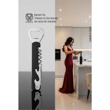 İsmiyle Al Barmen Tip Çelik Profesyonel Tirbüşon ve Şişe Açacağı Kombine Set