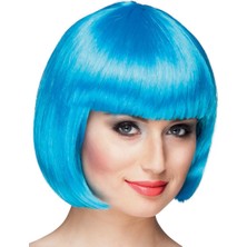 Skygo Turkuaz Renk Parti Peruğu Küt Saç