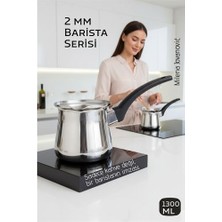 İsmiyle Al Premium 304 Paslanmaz Çelik Cezve 1290 ml Profesyonel Barista Serisi Isıya Dayanıklı Sap