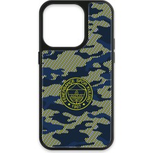 iPhone 15 Pro Uyumlu Fenerbahçe Dijital Kamuflaj Cam Lisanslı Telefon Kılıfı