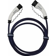 Essan 22 Kw Tip 2 Beyaz Soketli Çift Taraflı 15M Elektrikli Araç Şarj Kablosu