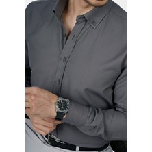 Etikmen Füme Yaka Düğmeli Premium Şamre Slimfit Erkek Gömlek