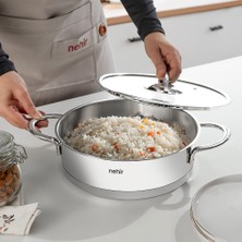 Nehir Silver Trend 26 cm Paslanmaz Çelik Sığ Tencere