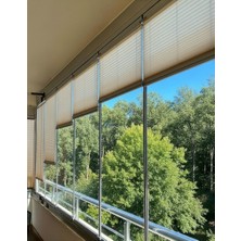 Perdego Krem Rengi Katlanabilir Cam Balkon / Ev / Ofis Plise Perde