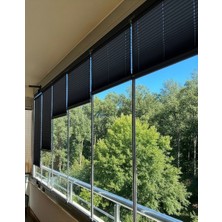 Perdego Siyah Renk Katlanabilir Cam Balkon / Ev / Ofis Plise Perde