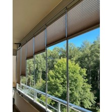 Perdego Kahverengi Katlanabilir Cam Balkon / Ev / Ofis Plise Perde