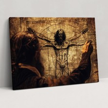 Popcas  Leonardo Da Vinci Vitruvian Man Duvar Sanatı - Ev Dekorasyonu Kanvas Tablo