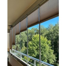 Perdego Bej Rengi Katlanabilir Cam Balkon / Ev / Ofis Plise Perde
