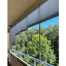 Perdego Gri Renk Katlanabilir Cam Balkon / Ev / Ofis Plise Perde